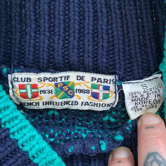 Vintage 80’s/90’s Cropped Boxy Mock Neck Sweater - Small - Picture 3 of 3